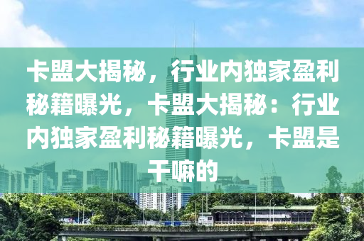 卡盟大揭秘，行业内独家盈利秘籍曝光，卡盟大揭秘：行业内独家盈利秘籍曝光，卡盟是干嘛的