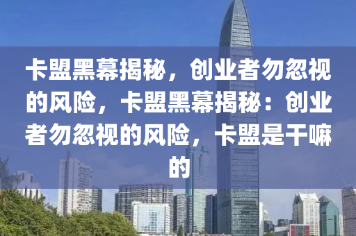 卡盟黑幕揭秘，创业者勿忽视的风险，卡盟黑幕揭秘：创业者勿忽视的风险，卡盟是干嘛的