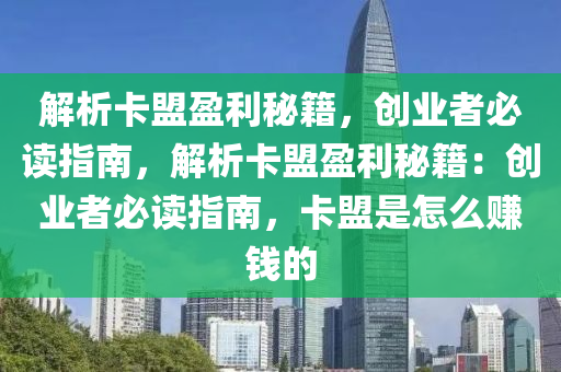 解析卡盟盈利秘籍，创业者必读指南，解析卡盟盈利秘籍：创业者必读指南，卡盟是怎么赚钱的