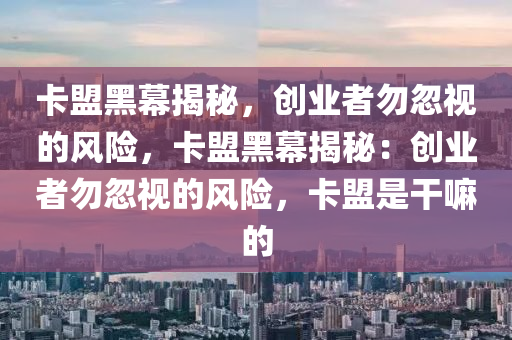 卡盟黑幕揭秘，创业者勿忽视的风险，卡盟黑幕揭秘：创业者勿忽视的风险，卡盟是干嘛的
