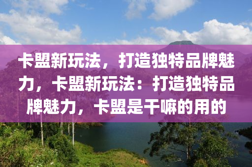 卡盟新玩法，打造独特品牌魅力，卡盟新玩法：打造独特品牌魅力，卡盟是干嘛的用的