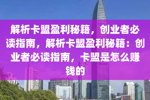 解析卡盟盈利秘籍，创业者必读指南，解析卡盟盈利秘籍：创业者必读指南，卡盟是怎么赚钱的