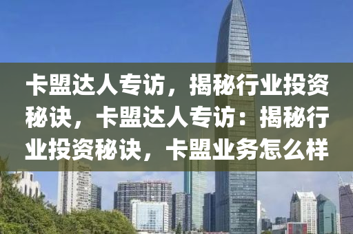 卡盟达人专访，揭秘行业投资秘诀，卡盟达人专访：揭秘行业投资秘诀，卡盟业务怎么样