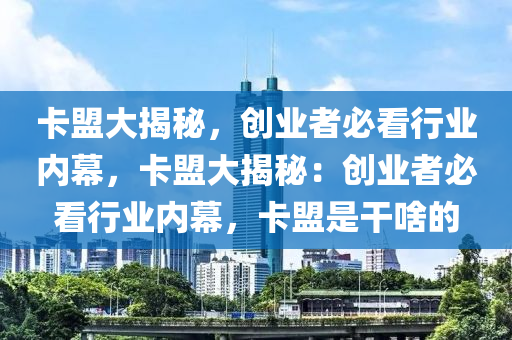 卡盟大揭秘，创业者必看行业内幕，卡盟大揭秘：创业者必看行业内幕，卡盟是干啥的