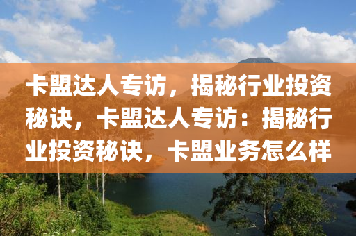 卡盟达人专访，揭秘行业投资秘诀，卡盟达人专访：揭秘行业投资秘诀，卡盟业务怎么样