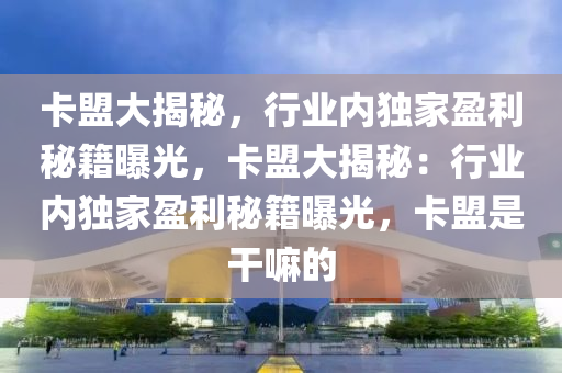 卡盟大揭秘，行业内独家盈利秘籍曝光，卡盟大揭秘：行业内独家盈利秘籍曝光，卡盟是干嘛的