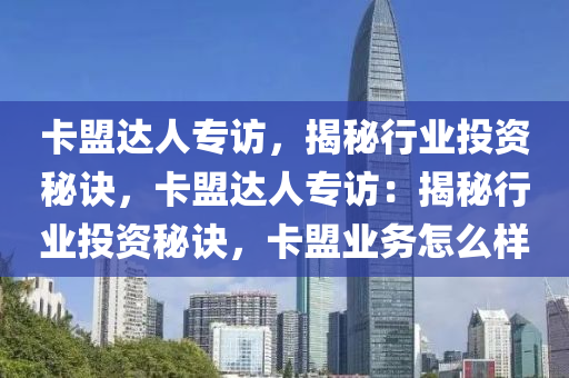 卡盟达人专访，揭秘行业投资秘诀，卡盟达人专访：揭秘行业投资秘诀，卡盟业务怎么样