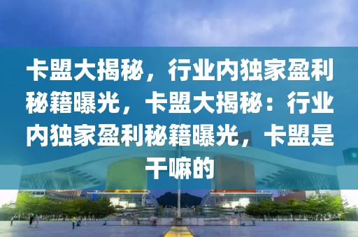 卡盟大揭秘，行业内独家盈利秘籍曝光，卡盟大揭秘：行业内独家盈利秘籍曝光，卡盟是干嘛的