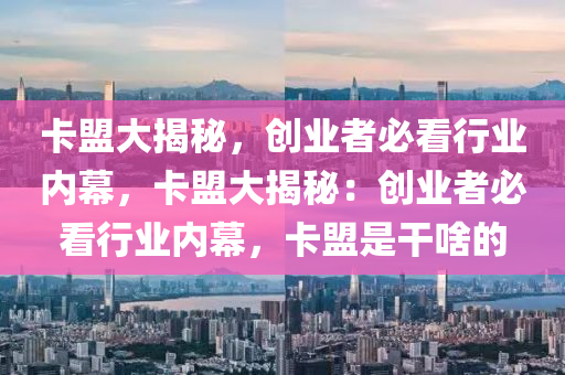 卡盟大揭秘，创业者必看行业内幕，卡盟大揭秘：创业者必看行业内幕，卡盟是干啥的