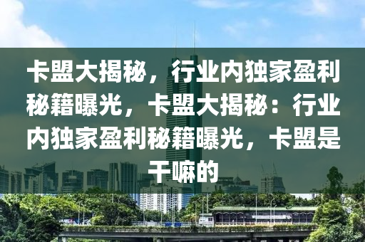 卡盟大揭秘，行业内独家盈利秘籍曝光，卡盟大揭秘：行业内独家盈利秘籍曝光，卡盟是干嘛的