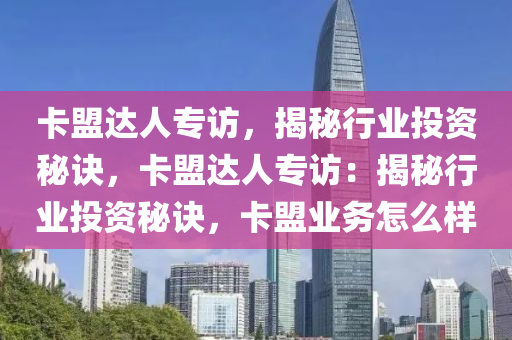 卡盟达人专访，揭秘行业投资秘诀，卡盟达人专访：揭秘行业投资秘诀，卡盟业务怎么样