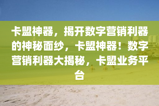 卡盟神器，揭开数字营销利器的神秘面纱，卡盟神器！数字营销利器大揭秘，卡盟业务平台