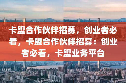 卡盟合作伙伴招募，创业者必看，卡盟合作伙伴招募：创业者必看，卡盟业务平台