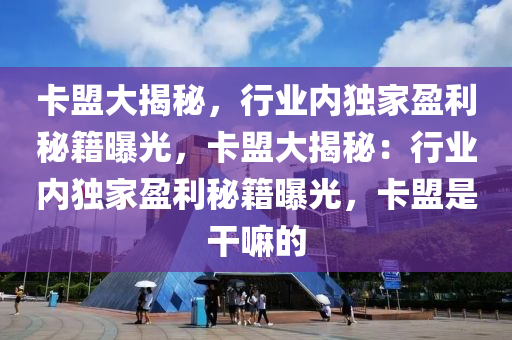 卡盟大揭秘，行业内独家盈利秘籍曝光，卡盟大揭秘：行业内独家盈利秘籍曝光，卡盟是干嘛的