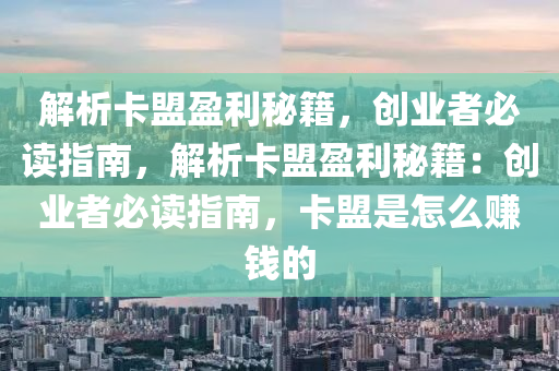 解析卡盟盈利秘籍，创业者必读指南，解析卡盟盈利秘籍：创业者必读指南，卡盟是怎么赚钱的