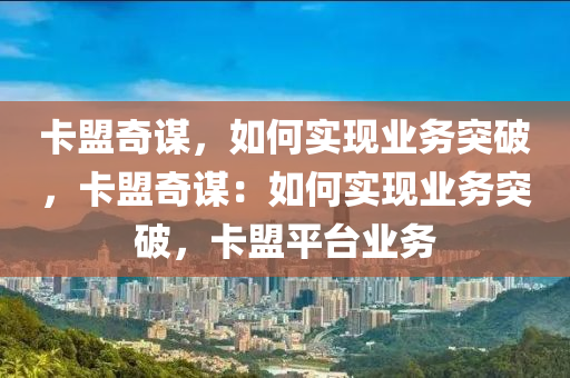 卡盟奇谋，如何实现业务突破，卡盟奇谋：如何实现业务突破，卡盟平台业务
