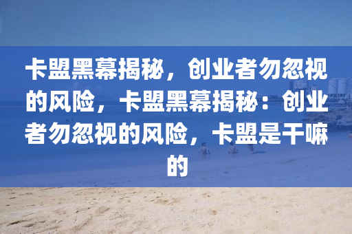 卡盟黑幕揭秘，创业者勿忽视的风险，卡盟黑幕揭秘：创业者勿忽视的风险，卡盟是干嘛的