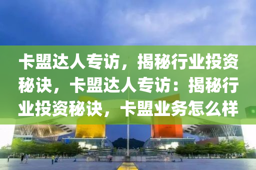 卡盟达人专访，揭秘行业投资秘诀，卡盟达人专访：揭秘行业投资秘诀，卡盟业务怎么样