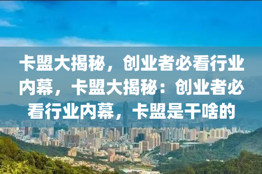 卡盟大揭秘，创业者必看行业内幕，卡盟大揭秘：创业者必看行业内幕，卡盟是干啥的