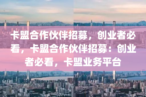 卡盟合作伙伴招募，创业者必看，卡盟合作伙伴招募：创业者必看，卡盟业务平台