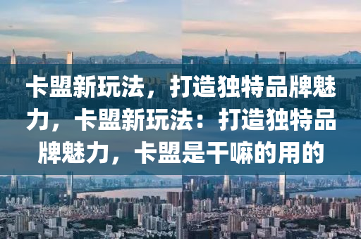 卡盟新玩法，打造独特品牌魅力，卡盟新玩法：打造独特品牌魅力，卡盟是干嘛的用的
