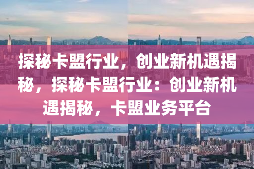 探秘卡盟行业，创业新机遇揭秘，探秘卡盟行业：创业新机遇揭秘，卡盟业务平台