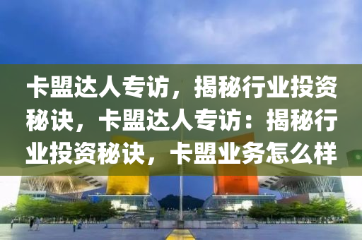 卡盟达人专访，揭秘行业投资秘诀，卡盟达人专访：揭秘行业投资秘诀，卡盟业务怎么样