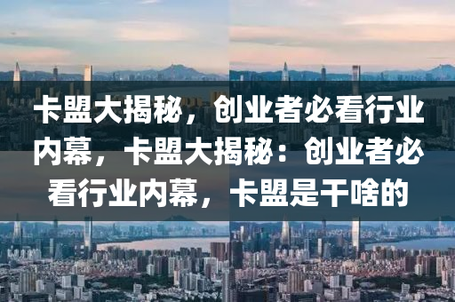卡盟大揭秘，创业者必看行业内幕，卡盟大揭秘：创业者必看行业内幕，卡盟是干啥的