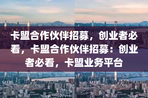 卡盟合作伙伴招募，创业者必看，卡盟合作伙伴招募：创业者必看，卡盟业务平台