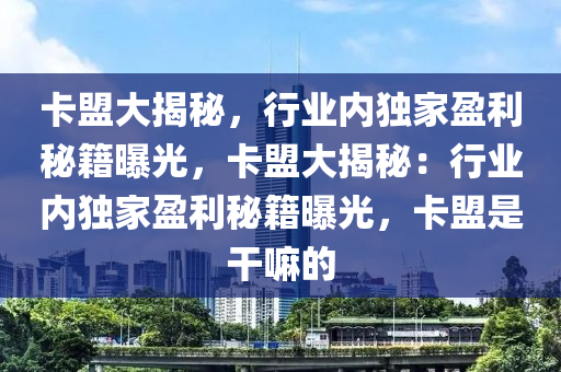 卡盟大揭秘，行业内独家盈利秘籍曝光，卡盟大揭秘：行业内独家盈利秘籍曝光，卡盟是干嘛的