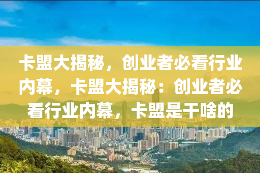 卡盟大揭秘，创业者必看行业内幕，卡盟大揭秘：创业者必看行业内幕，卡盟是干啥的